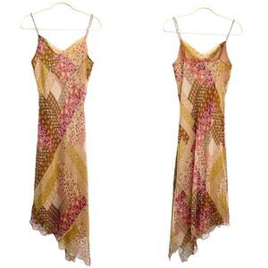 Vintage Vision Apparel Asymmetrical Silk Midi Dress